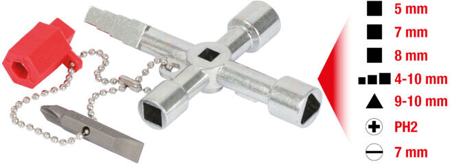 Clé universelle pour armoire électrique chaîne courte, 61mm ; KS Tools (130.1020)