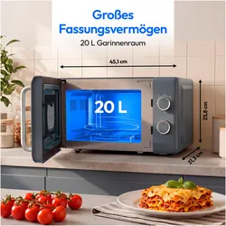 Medion MD100119 Retro Mikrowelle Mocca 800W 20L, Mikrowelle, Grau, Braun
