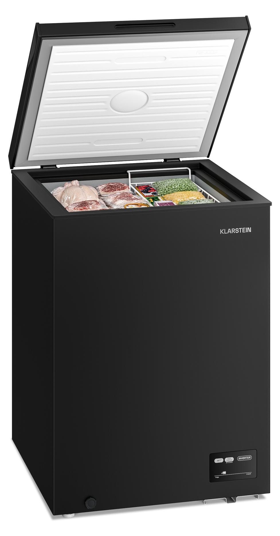 Klarstein Iceblokk Gefriertruhe 142L - 4-Sterne-Gefriertruhe & Kühlschrank, -24 bis 10°C, Schnellgefrierfunktion, Hängekorb, abschließbarer Deckel