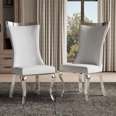 Furniture of America Thaddeus Glam Velvet High Back Side Chair (Set of 2)