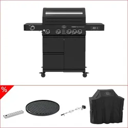 Rösle Videro pro Smart Bundle - mit Grillplatte, Rotisserie, Räucherbox und Abdeckhaube