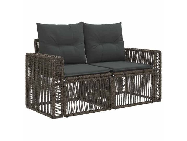 Les Soldes Canapé de jardin résistant UV - mobilier d'extérieur - 2-Nombre de places Gris polyrotin(131 x 62 x 70 cm) rue95l