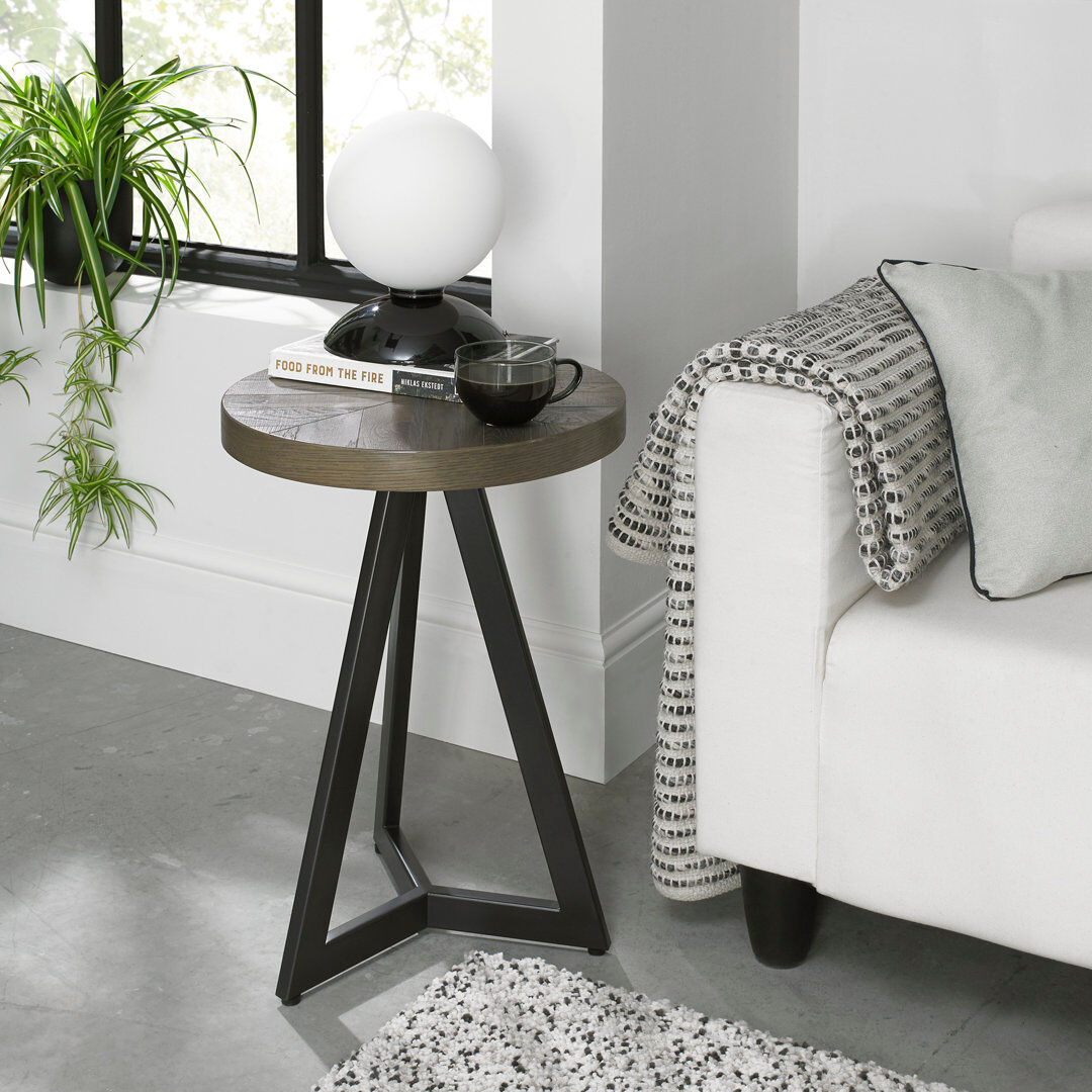 Borough Wharf Stoltzfus Solid Wood Top Cross Legs Round Side Table Fumed Oak 58cm H X 42cm W X 42cm D