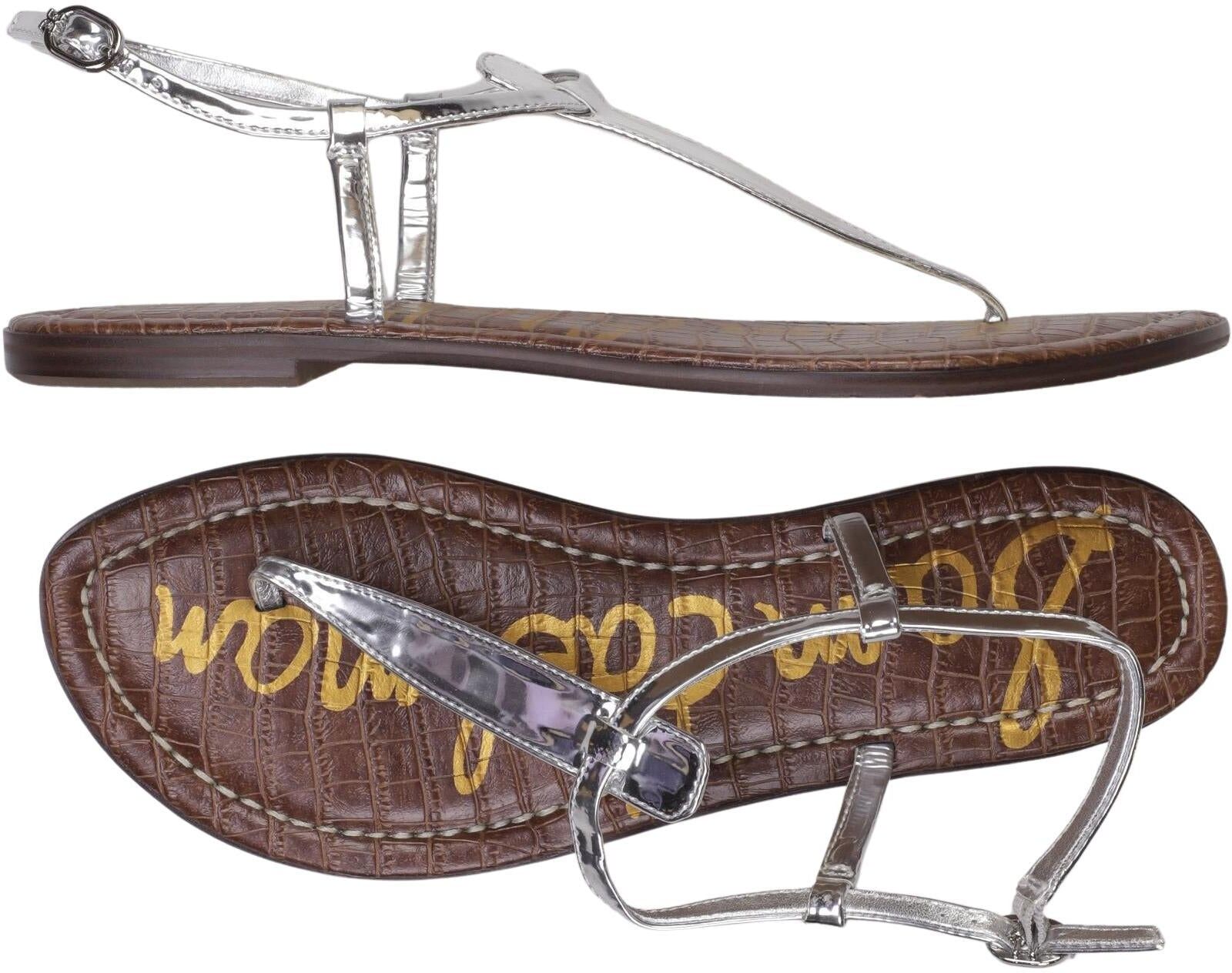 Sam Edelman Damen Sandalen, Silber, Gr. EU 42, Kunstleder - Second Hand