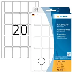 HERMA Vielzwecketiketten 22 x 32 mm, 640 Etiketten, weiß, permanent haftend, für Handbeschriftung