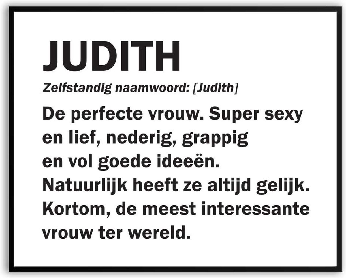 Grappige Judith Woordenboek Poster met Glas - 30 x 40 cm