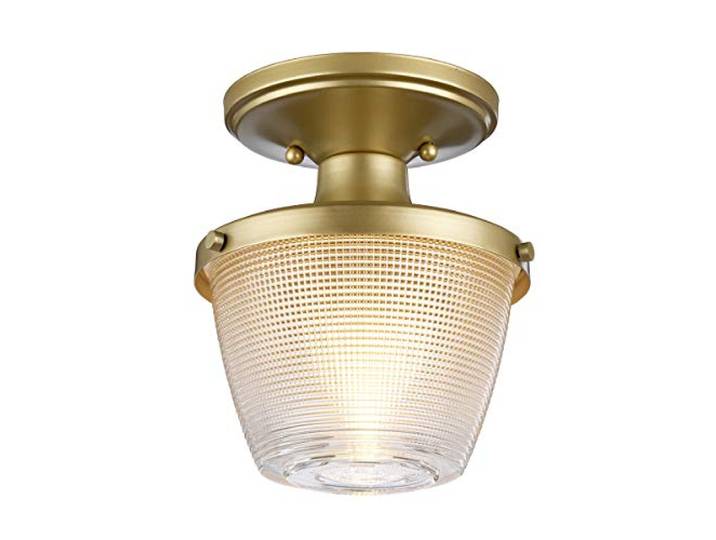 Elstead Dublin 1 Leichte Semi-Flush-Halterung, lackiertes Naturmessing, IP44, E27
