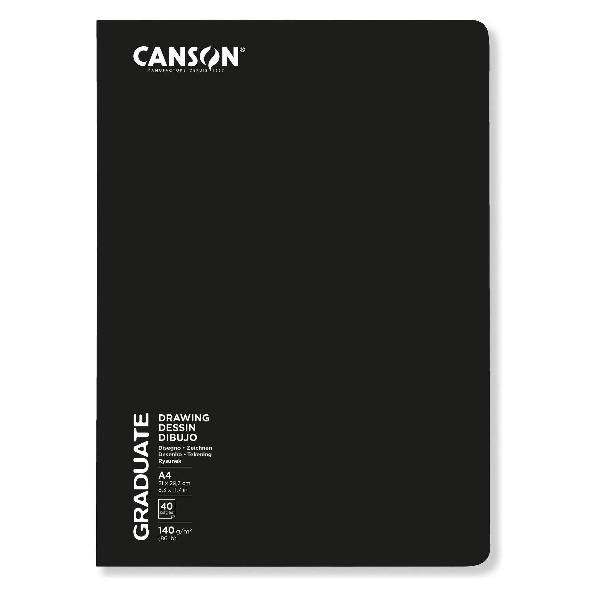 Canson Zeichenblock Graduate Agrafé A4, 20 Blatt (A4, Blanko, Weicher Einband) (31200L052)