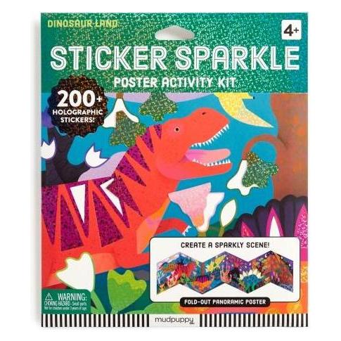 Galison Dinosaur Land Sticker Sparkle Poster Activity Kit (200 Sticker) (CHB8446)