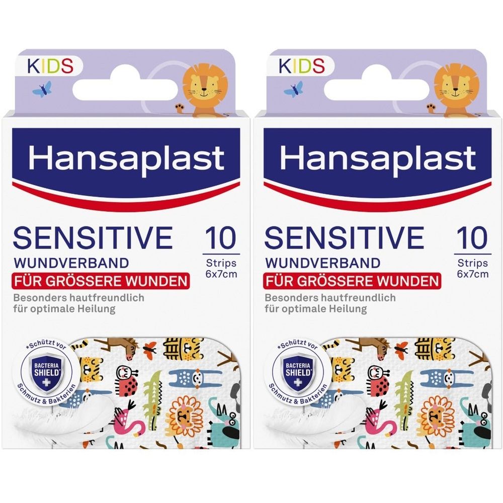 2x Hansaplast Kids Pflasterstrips sensitive 6x7 cm 2x10 St Pflaster