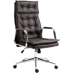 CLP Bürostuhl ergonomisch Leder Sotira, Schreibtischstuhl höhenverstellbar stufenlos und 360° drehbar, Drehstuhl mit Leichtlaufrollen