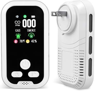 Elama 5 in 1 Plug in Carbon and Gas Alarm with HD Screen