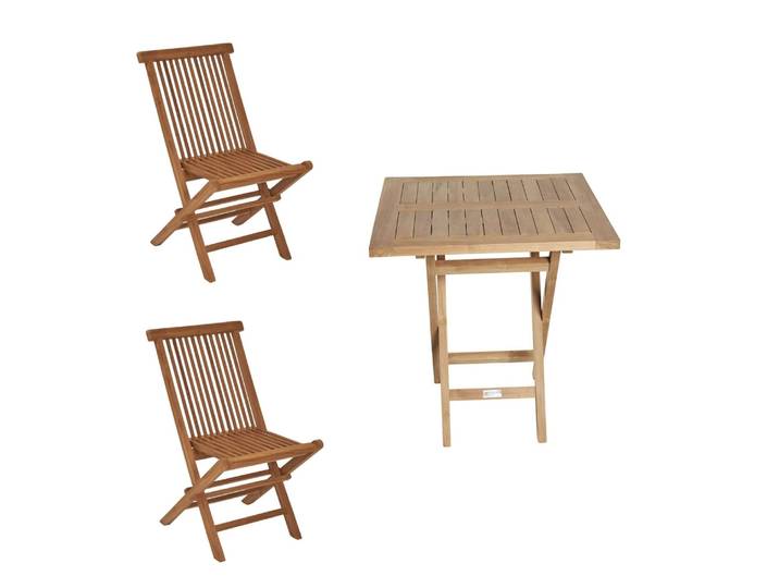 LC Garden Riva Balkonmöbel-Set 3tlg. 80x80cm Tisch Teak