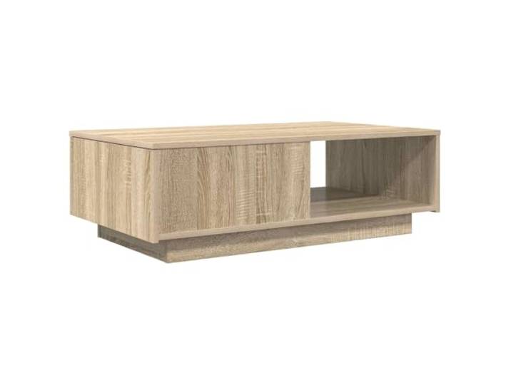 fsahslih Couchtisch Sonoma-Eiche 95x55x31 cm Holzwerkstoff Schublade Flacher Wohnzimmertisch in Sonoma-Eiche Optik mit praktischem Stauraum für Zeitschriften und Fernbedienung im Wohnzimmer.
