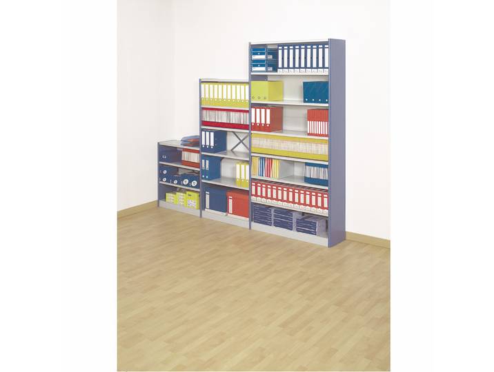 Rayonnage de bureau Polyvalent - A parois pleines - H. 200 x L. 124 cm - Suivant - Avec fond - Bleu