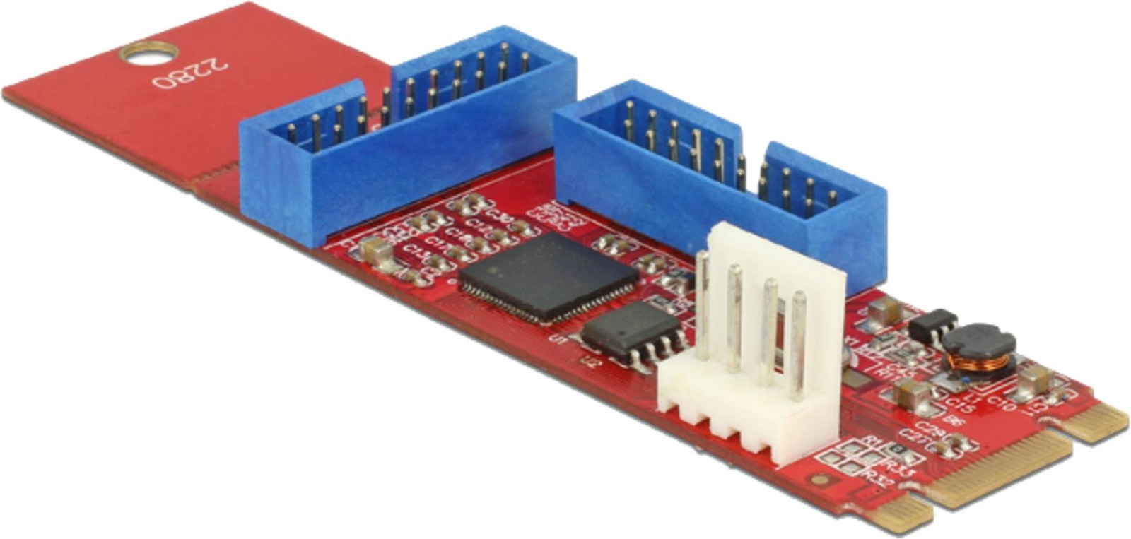 Delock M.2 Key B+M naar 2 x USB 3.0 adapter
