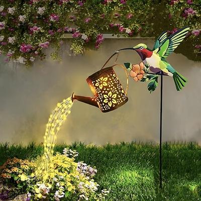 1 Stück Solar-Gießkannenleuchte in Form eines Kolibris aus hohlem Metall mit Wasserfallfunktion für den Außenbereich – IP44 wasserdicht, für Garten, Terrasse, Rasen, Wege, Landschaftsgestaltung,