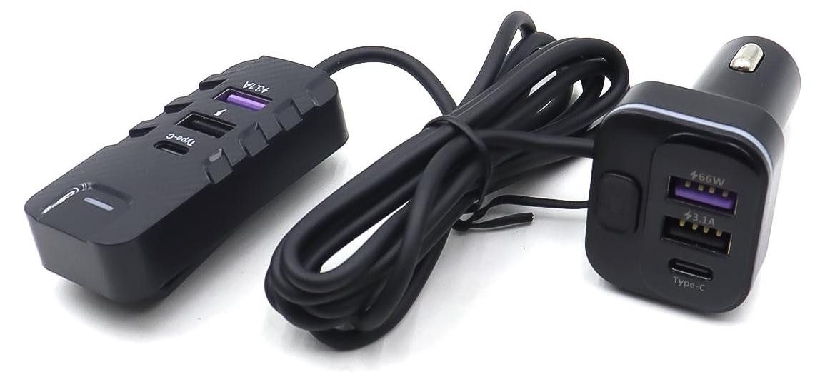 Dripio Autolader met 6 poorten, 66W snellader en 1,5 meter kabel