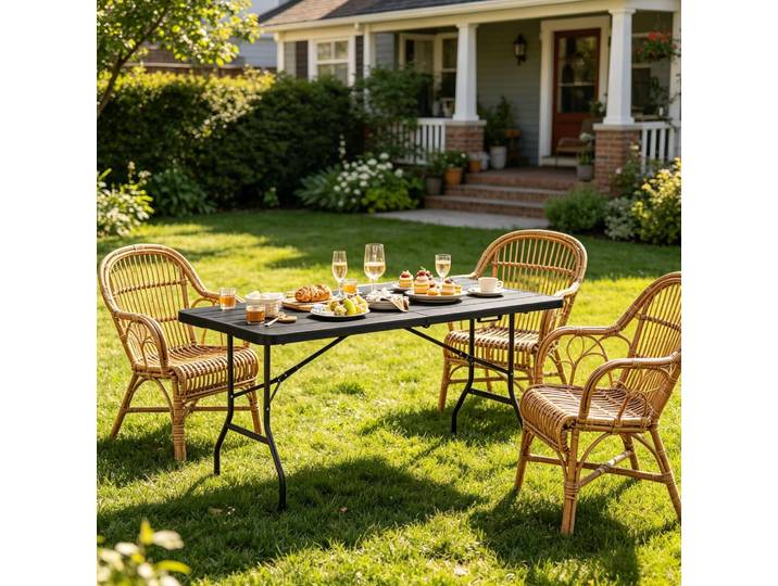 Table Repas Pliante Portable Jardin 180 Cm Hdpe Noir Havrya
