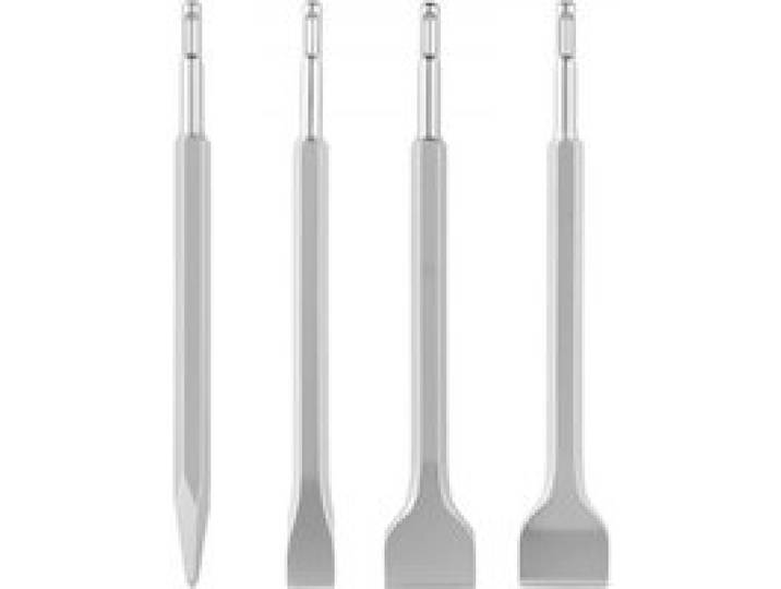 VEVOR Jeu de Burins SDS Plus, 4 Pièces, Accessoires Compatible avec Marteau Perforateur, 1 Pointu, 1 Bêche Coudé et 2 Burins Plats, en Acier Allié 40Cr Trempé, pour Carrelage, Béton, Pierre, Brique