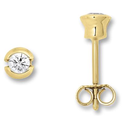 Paar Ohrhänger ONE ELEMENT "Zirkonia Zarge Ohrringe Ohrstecker aus 333 Gelbgold", gold, Ohrringe, Damen, Damen, Gelbgold 333 Gold, Gelbgold 333, Gold, Sanfte Linie – unaufdringlich und geschmackvoll