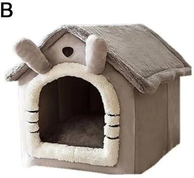 Uplifted Finds Thickened Pet Warm House Detachable Washable Cat And Dog Bed For All Seasons gray Rabbit