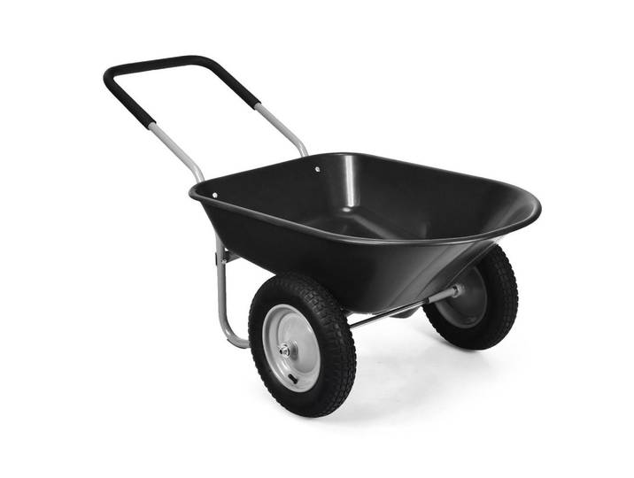 Costway Schubkarre Schwarz, Metall, 140x65x65 cm, Gartenzubehör, Gartenpflege