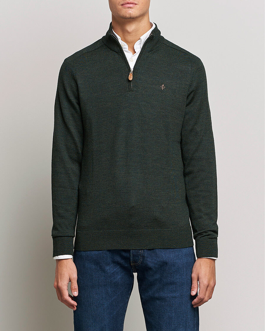 Morris John Merino Half Zip Olive men S Grøn