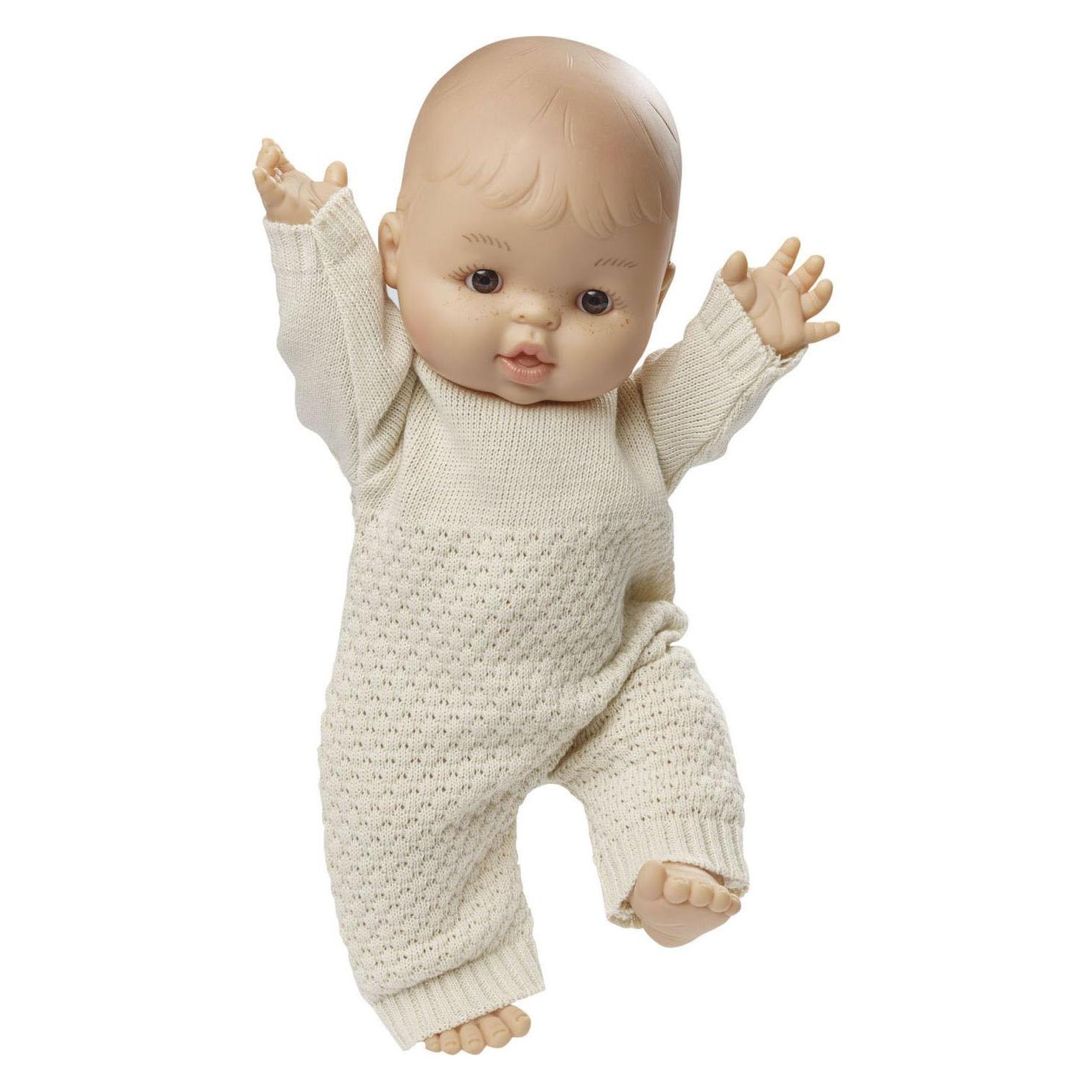 Heless Puppen-Strickstrampler aus 100 % Bio-Baumwolle, ecru, Gr. 35-45 cm (2480)