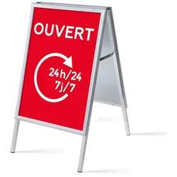 Kundenstopper A1 Komplettset Geöffnet 24/7 Rot Französisch