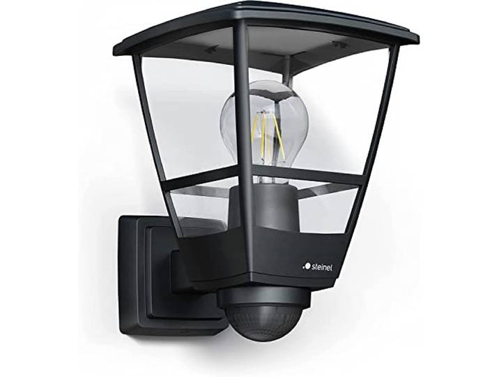 Steinel Applique murale extérieure L 10 S noir\, avec détecteur de mouvement 180°\, luminaire classique E27 max. 15 W