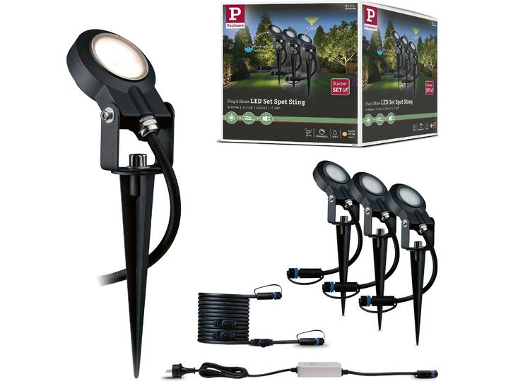 Paulmann Plug & Shine LED Projecteur de jardin Sting Set de base