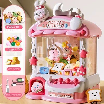 Youfap Market Big Cartoon Rabbit Coin Operated Claw Crane Toy For Kids pink