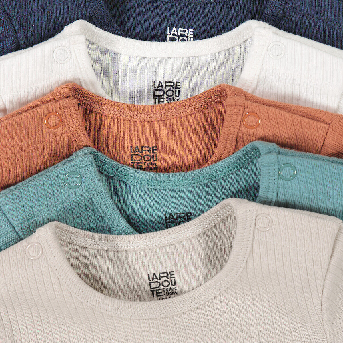 LA REDOUTE COLLECTIONS Lot de 5 bodies manches longues en côte, uni