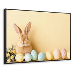 LEINWAND Bilder mit Rahmen - Eier - Kaninchen - Pastellfarbtöne - 120x80