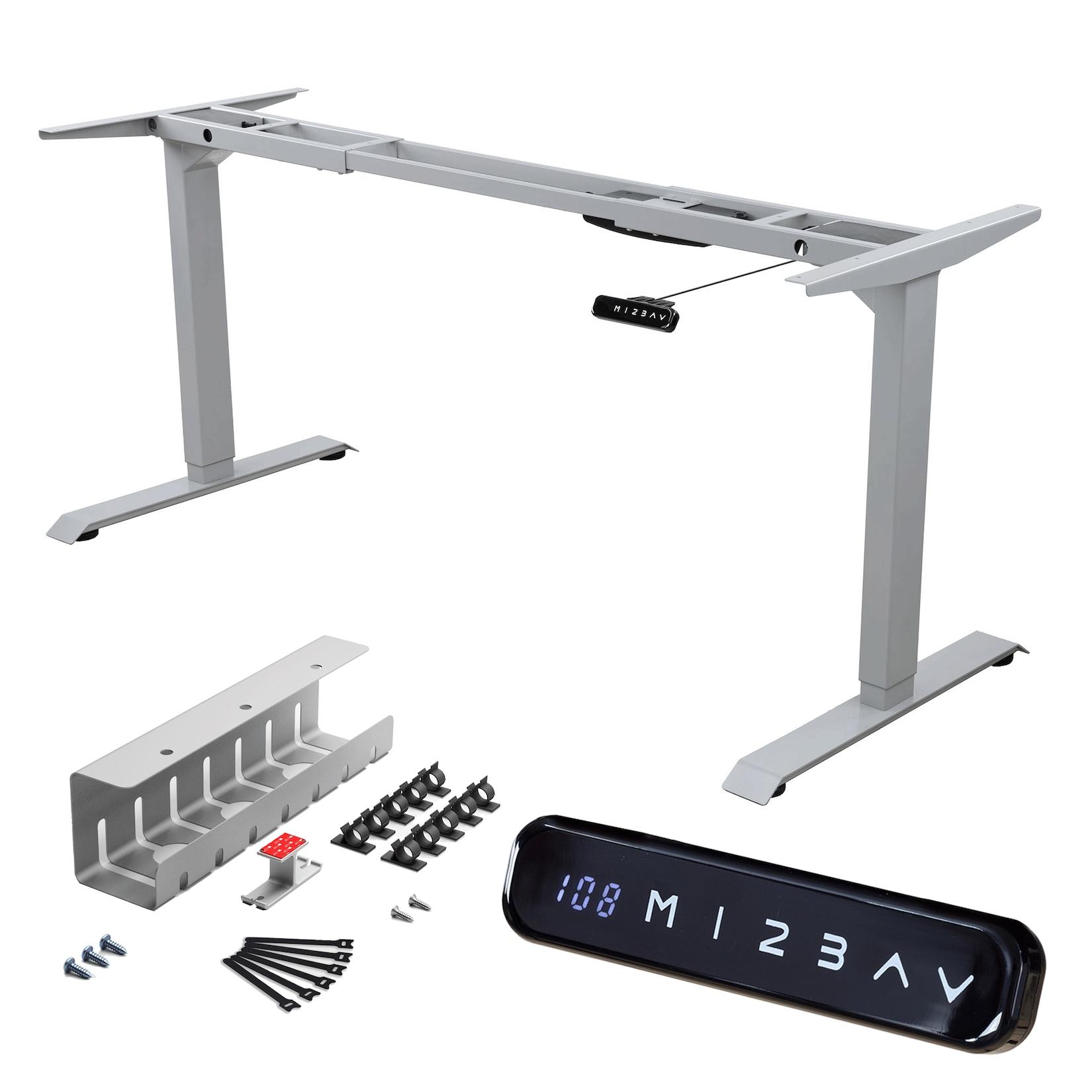 ALBATROS Schreibtisch-Gestell Lift S5S + Kabelkanal, Silber, 2X Motoren, elektrisch höhenverstellbar mit Memory-Funktion, Kollisionsschutz und Soft-Start/Stop