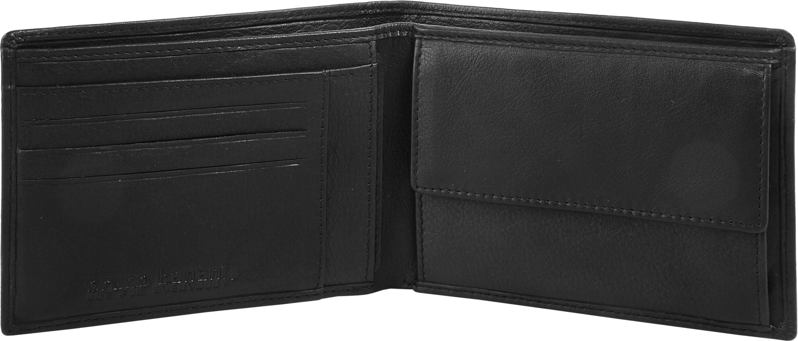 Geldbörse BRUNO BANANI "BRUNO BANANI Herren echt Leder", Herren, schwarz, Leder, leicht glänzend, unifarben, Kleinlederwaren Geldbörse, echt Leder