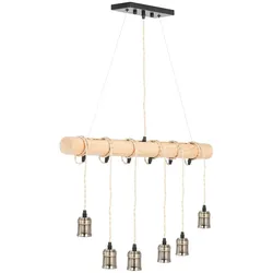 Helloshop26 - Deckenleuchte mit 6 Glühbirnen Zylinder aus Holz PP Holz Eisen beige schwarz Holz 14_0009530