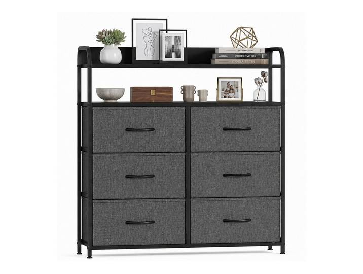 Refined Living Kommode Stoffkommode mit 6/7/8 Schubladen mit 2 offenen Ablagen Komodenschrank (Holzplatte und Metallrahmen, wasserdicht, Platzieren Dekorationen, Große Kapazität Aufbewahrungsmöbel, Sideboards, Schubkastenkommode), für Wohnzimmer, Kinderzimmer, Eingangsbereich, Flur, Schlafzimmer