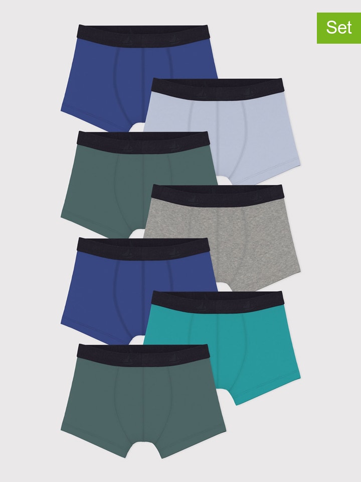 PETIT BATEAU 7er-Set: Boxershorts in Blau/ Grün/ Beige - 92