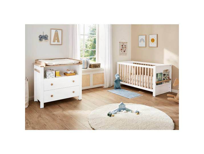 Pinolino Babyzimmer Lova, Natur, Weiß, Holz, Eiche, Babymöbel, Babyzimmer-Sets