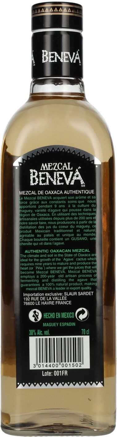 Beneva Mezcal with Agave Worm 100% Agave DOP 38% Vol. 0,7l