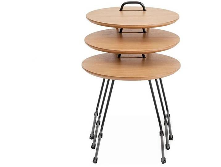 Beistelltisch 3er-Set Yasam natur Holzwerkstoff B 45 H 59 cm - Beistelltisch 3er-Set