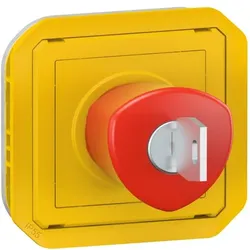 Legrand 069548L Plexo New Einsatz NOT-AUS Taster 3A, Schlüssel für die Rückstellung, IP55, IK07