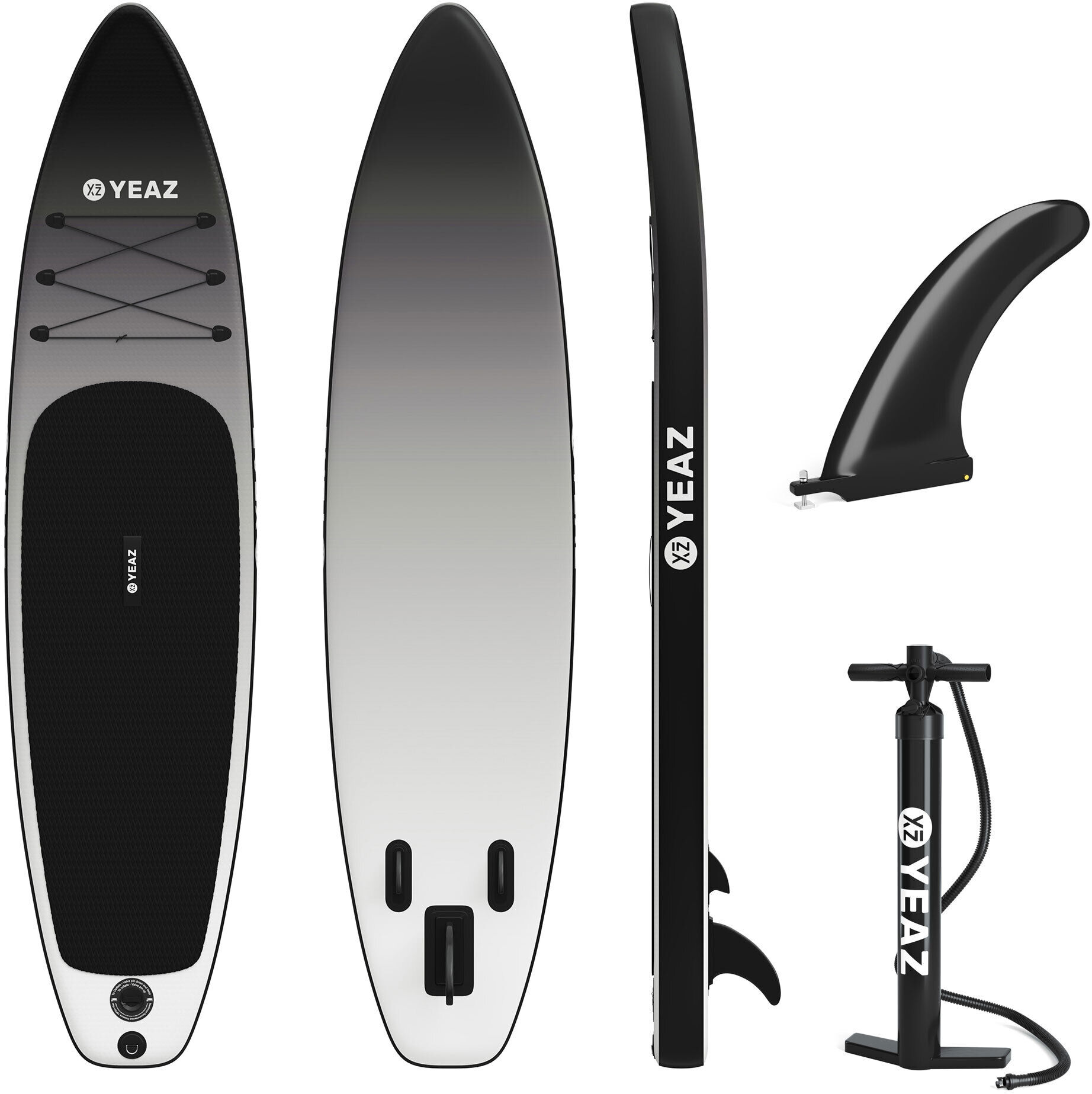Inflatable SUP-Board YEAZ "SUP Board BLACK SANDS BEACH - EXOTRACE -", grau, Wassersportboards, Inflatable SUP-Board