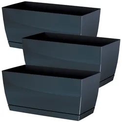 WellHome - 3er-Set Coubi Case P Pflanzgefäße aus Kunststoff in Graphitfarbe 29 x 14,2 x 13,6 cm