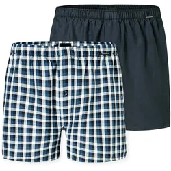SCHIESSER Herren Web-Boxershorts, 2er Pack - Webware, Unterhose, Baumwolle Dunkelblau / L
