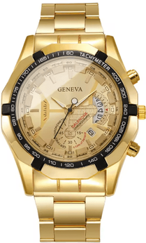 Inspire Essentials Luxury Large Dial Mens Quartz Watch Business Calendar Style gold Gold