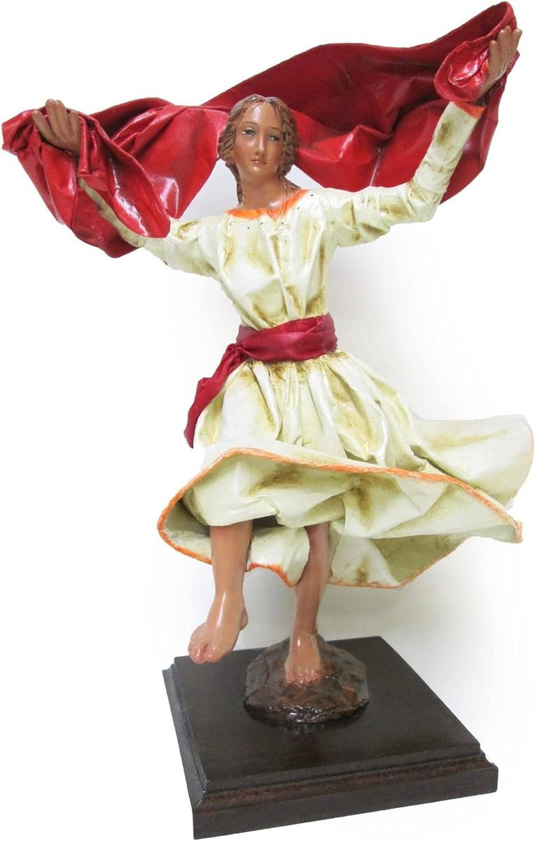 Pizzica Ballerina Figuur - Wit Danseres Beeldje - Hoogte: 30 cm
