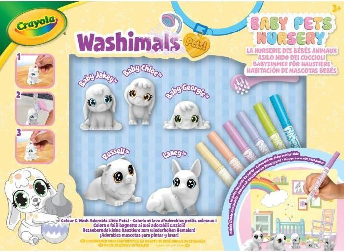 Crayola Washimals Baby Dieren Malset, Wasbare Kleurrijke Dierenfamilie met 3 Baby's